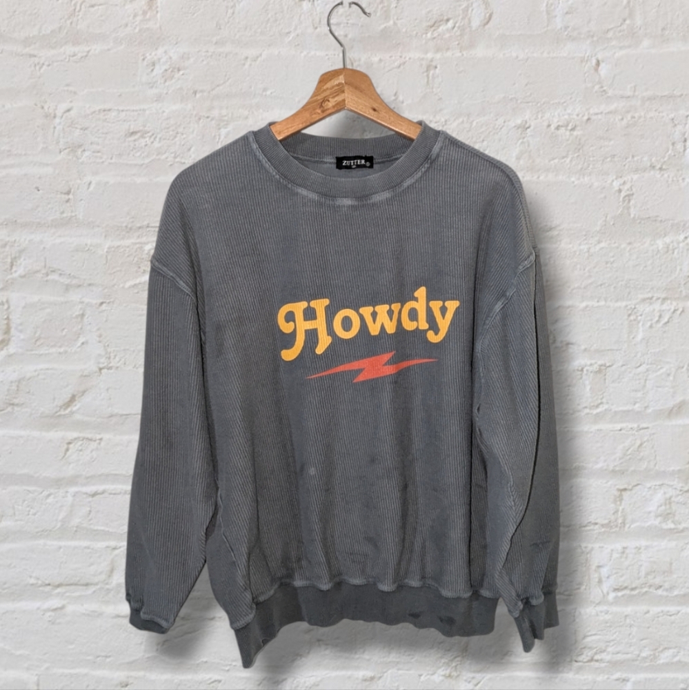⚡HOWDY⚡ ZUTTER USA Women's Distressed Crewneck Western Sweater Size Small